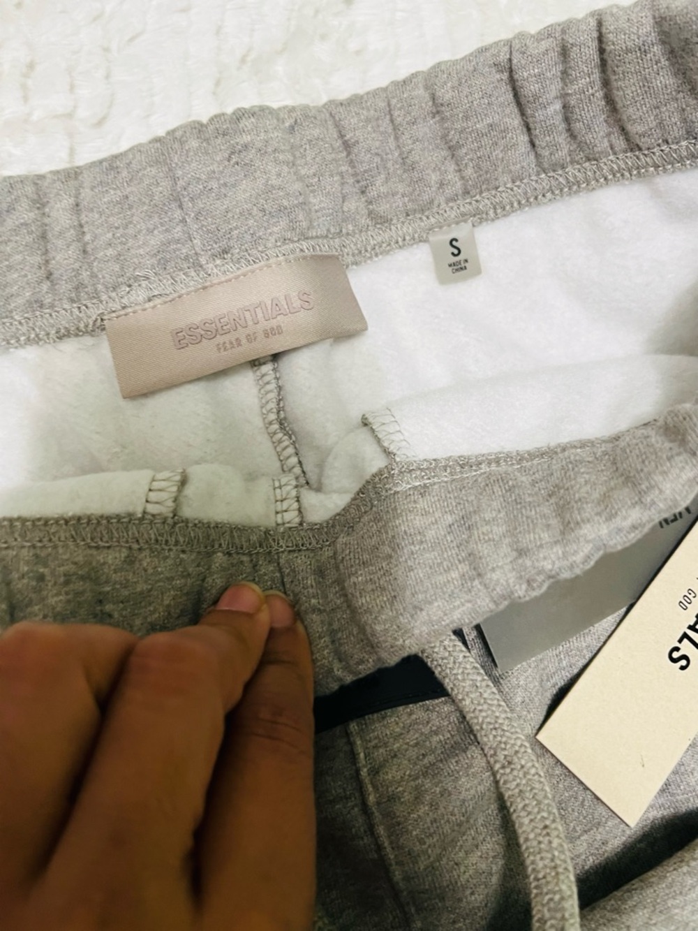 Essentials Men’s Grey Joggers with Logo - Picture 2 of 2